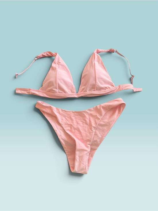 None Other - Light Pink Triangle Bikini Set - Women Swim